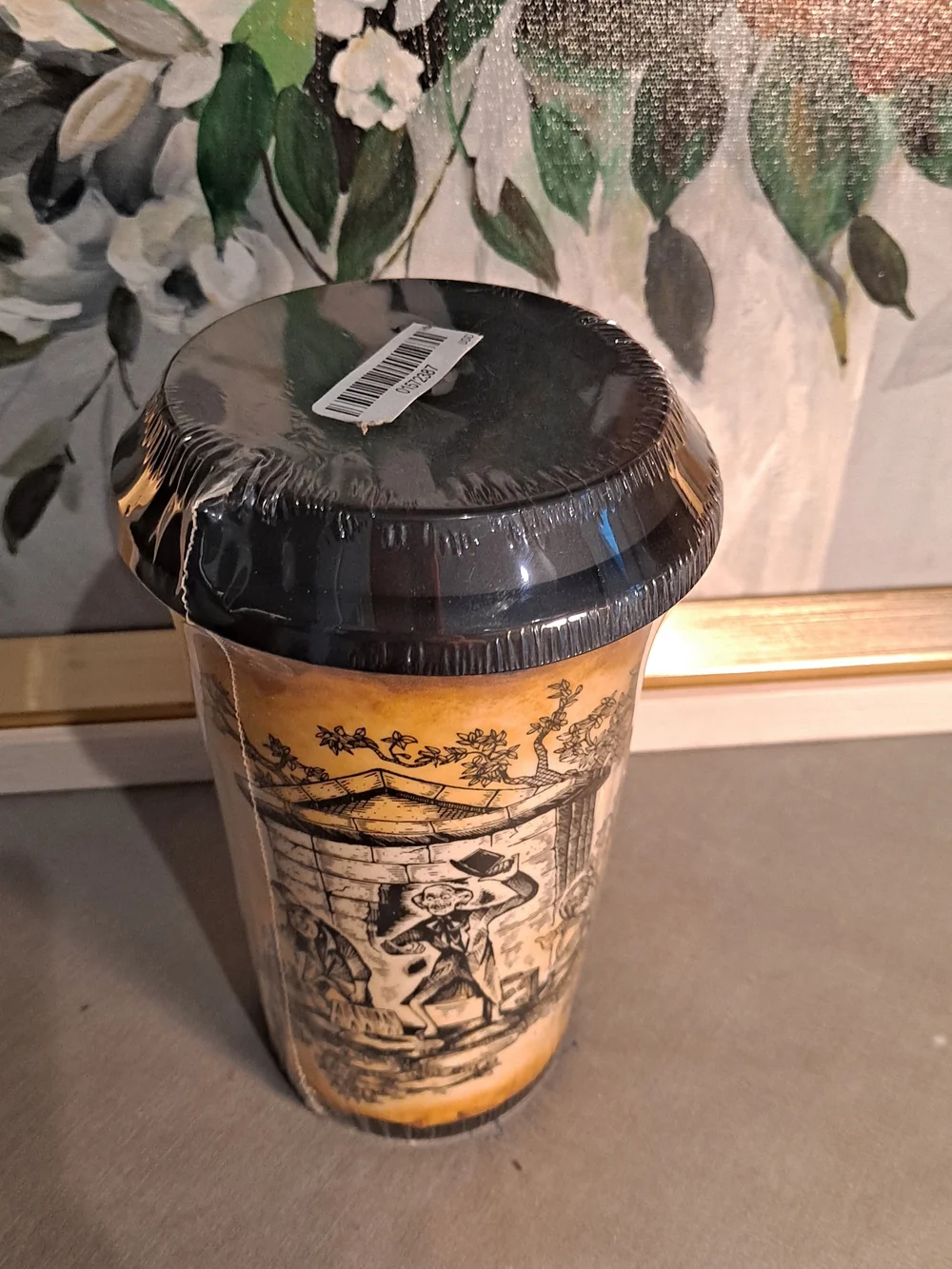 Disney Brown Black Haunted Mansion Illustrated Travel Tumbler Three Thumbs Up